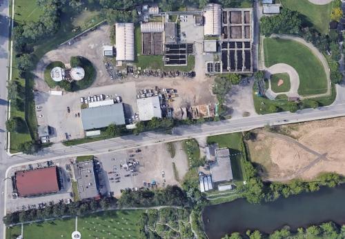 Aerial view of Dundas Wastewater Treatment Plant site